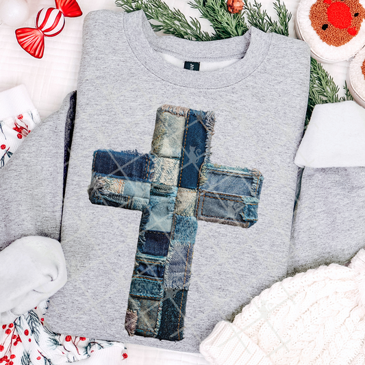 Denim Cross Patchwork #2642 DTF Transfer