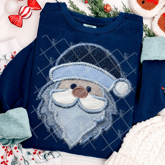Denim Cute Santa Patchwork #2644 DTF Transfer