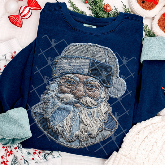 Denim Santa Patchwork #2652 DTF Transfer