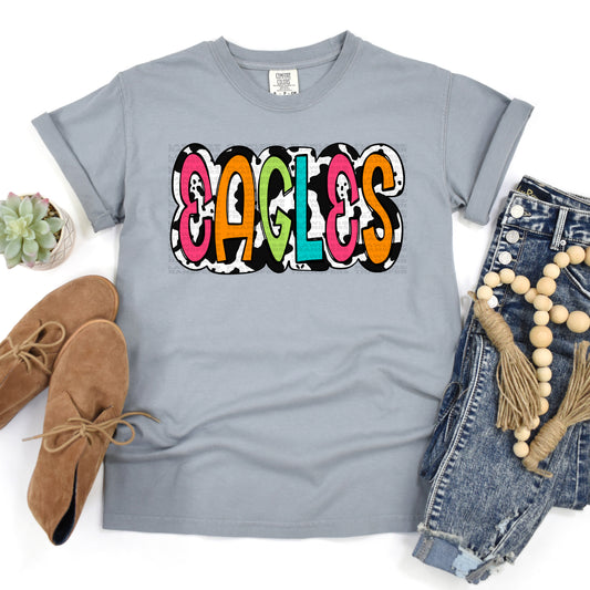 Eagles Bright Doodle Black Cow Print DTF Transfer