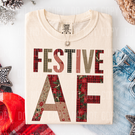 Festive AF Faux Patchwork #2612 DTF Transfer