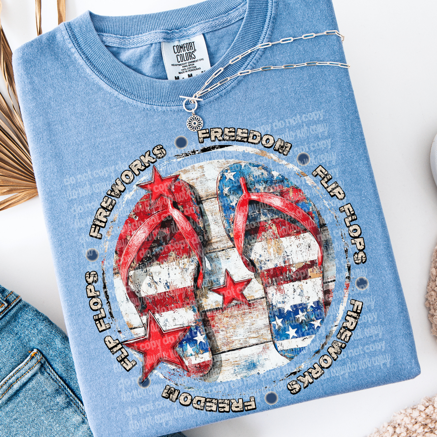 Flip Flops Fireworks Freedom #2085 DTF Transfer