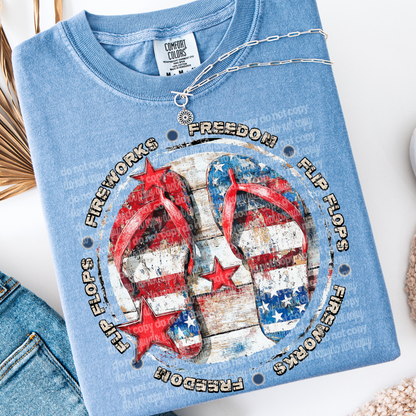 Flip Flops Fireworks Freedom #0037 DTF Transfer