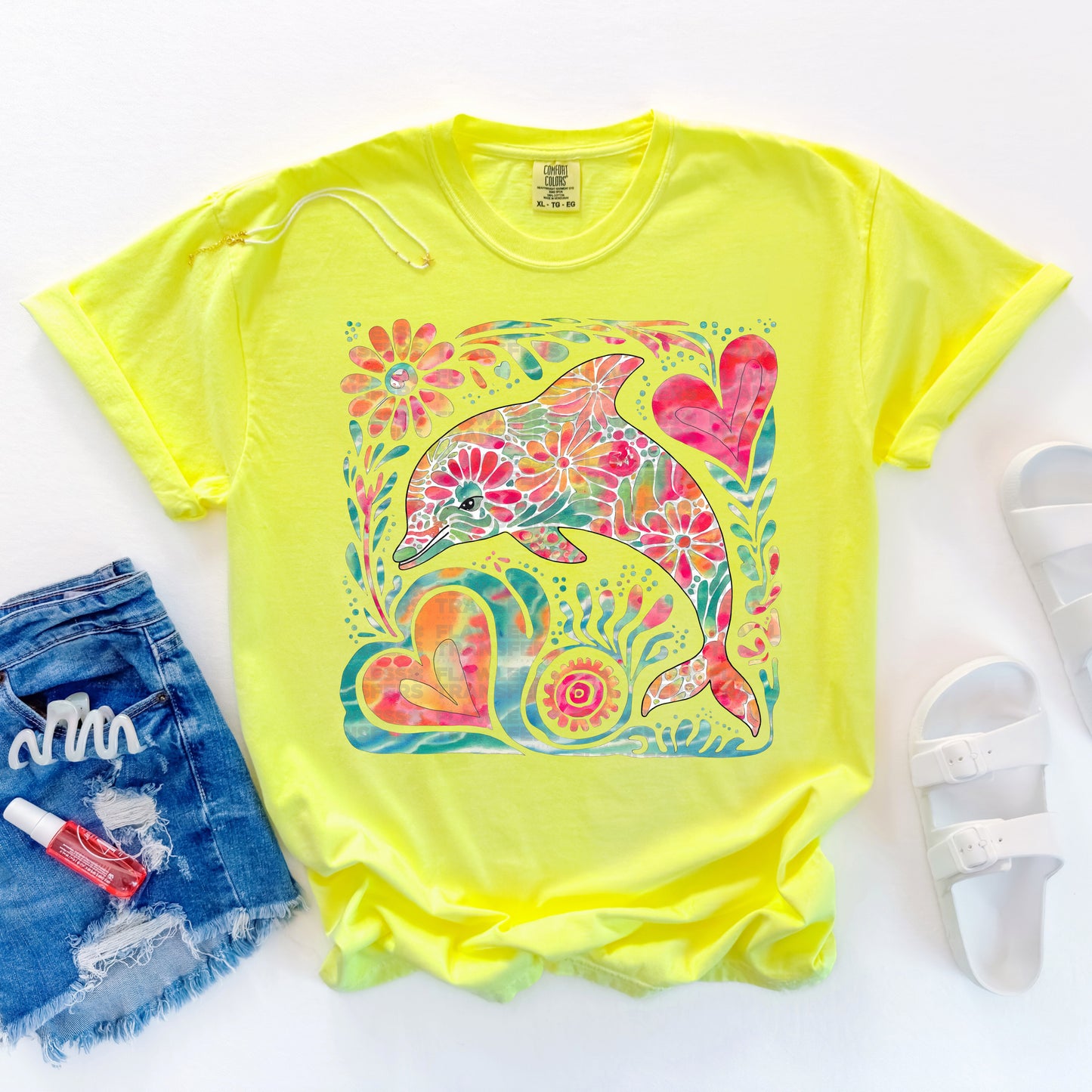 Floral Dolphin #2066 DTF Transfer