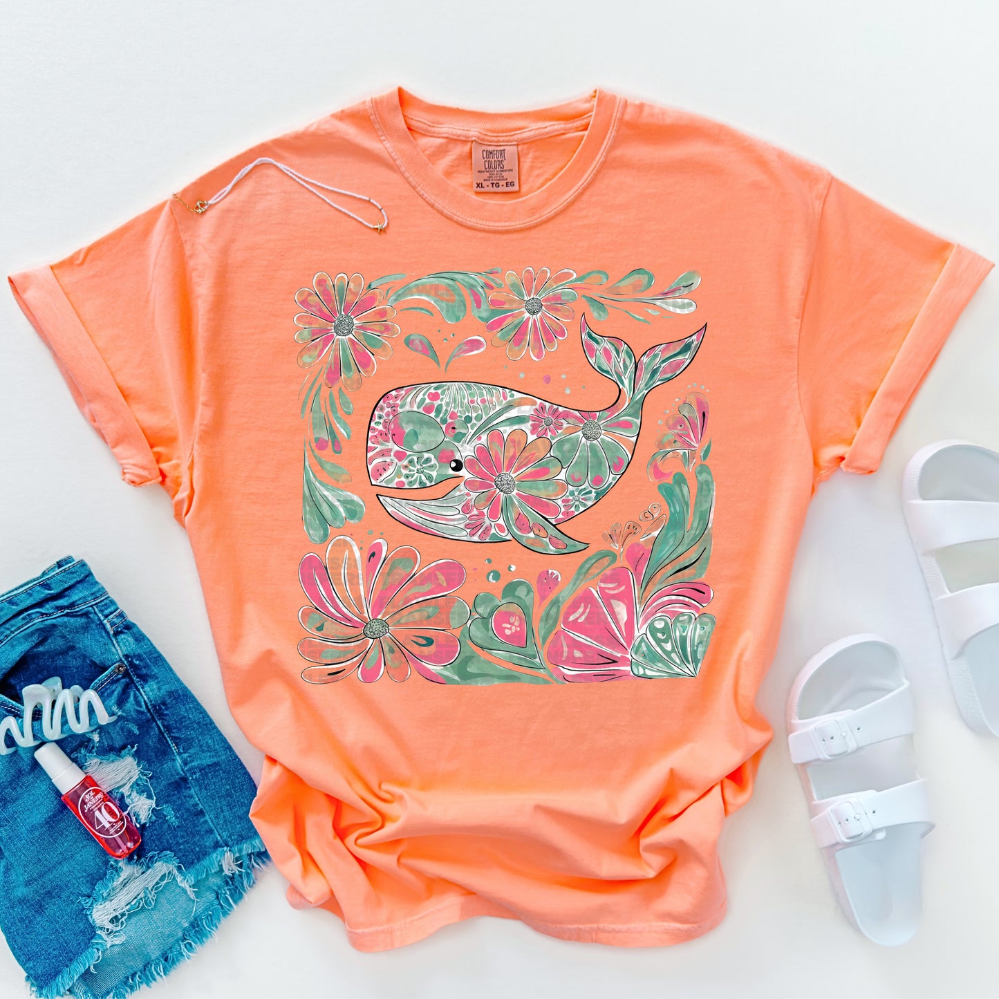 Floral Whale #2072 DTF Transfer
