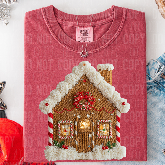 Gingerbread House Faux Yarn #2597 DTF Transfer