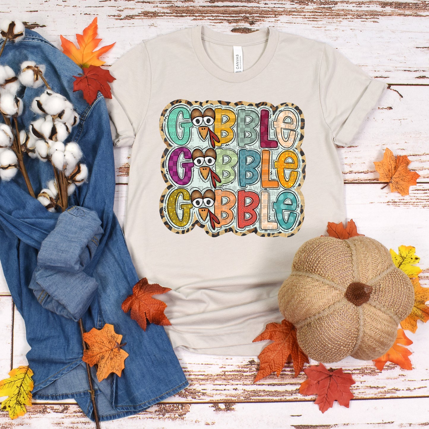 Gobble With Leopard Print Outline #2398 DTF Transfer