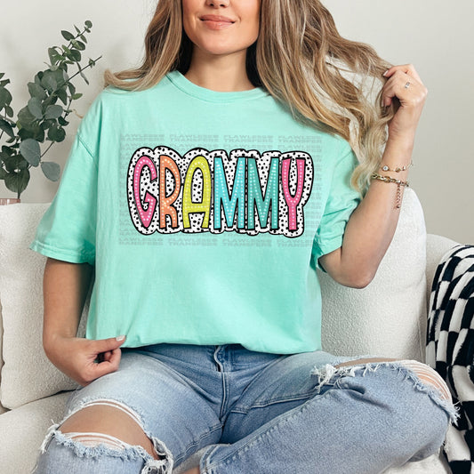 Grammy Bright Color Doodle Dalmatian Dots DTF Transfer