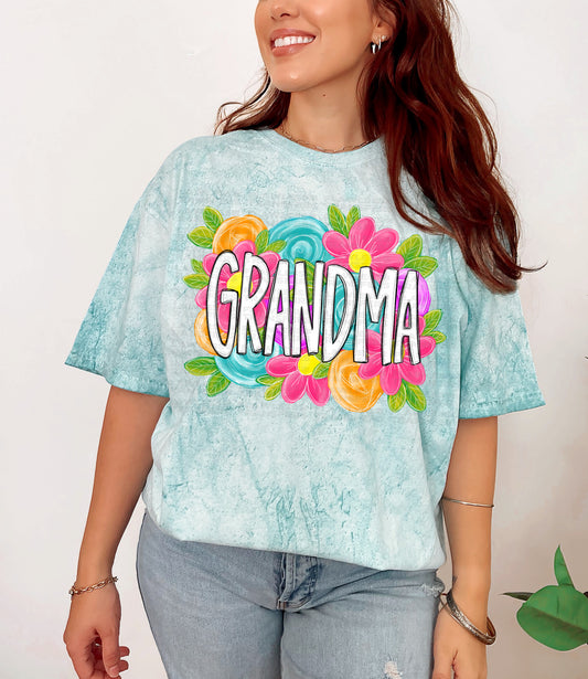 Grandma Bright Floral DTF Transfer