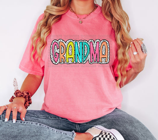 Grandma Bright Color Doodle Dalmatian Dots DTF Transfer