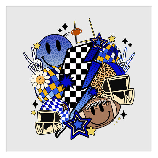 Groovy Football - Blue DTF Transfer