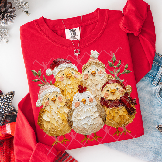 Hand Painted Christmas Chicks #2763 DTF Transfer