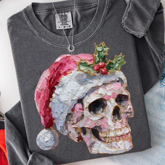 Hand Painted Christmas Skull #2773 DTF Transfer