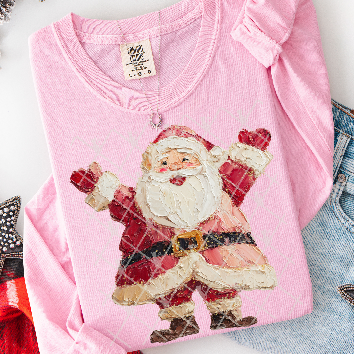 Hand Painted Happy Santa #2783 DTF Transfer