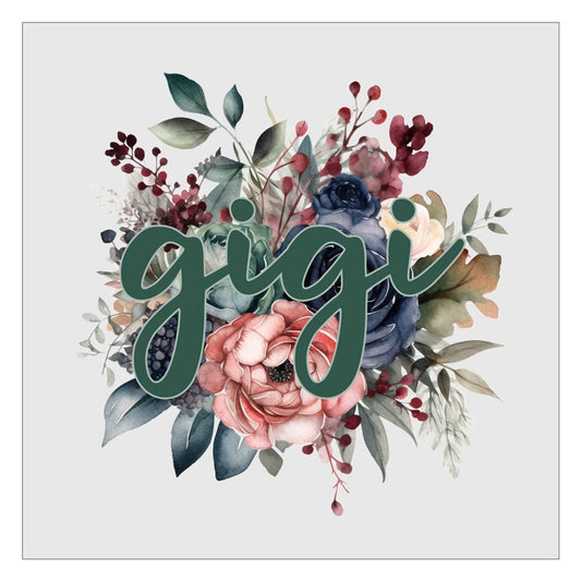Gigi Sage Floral DTF Transfer, Ready For Press, Direct To Film, Transfer For Shirts, Tshirt Transfers, Grandma DTF Transfers, Mothers Day