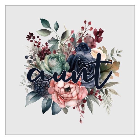 Aunt Navy Floral DTF Transfer, Ready For Press, Direct To Film, Transfer For Shirts, Tshirt Transfers, Aunt DTF Transfers, Mothers Day