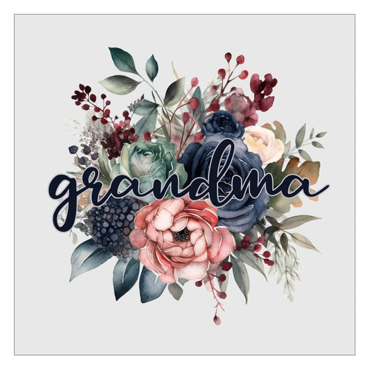 Grandma Navy Floral DTF Transfer, Ready For Press, Direct To Film, Transfer For Shirts, Tshirt Transfers, Grandma DTF Transfers, Mothers Day