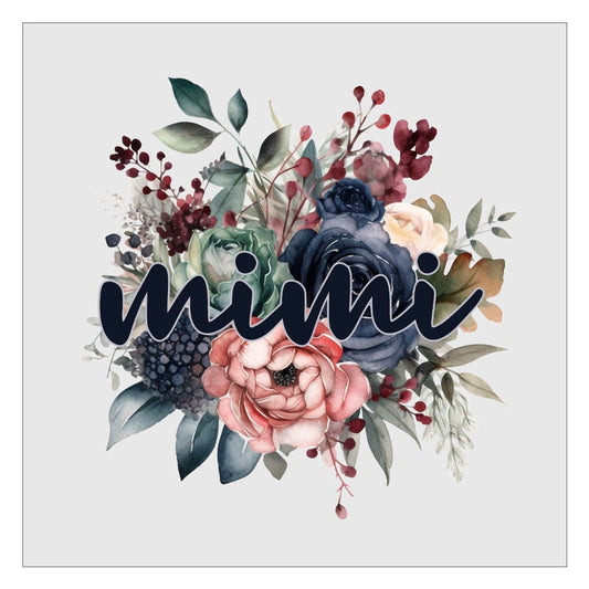 Mimi Navy Floral DTF Transfer, Ready For Press, Direct To Film, Transfer For Shirts, Tshirt Transfers, Grandma DTF Transfers, Mothers Day
