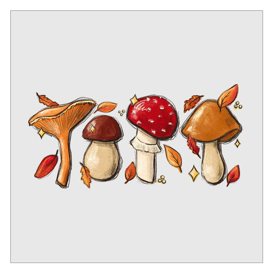 Fall Mushrooms - Design 1 DTF Transfer, Ready For Press, Hot Peel, Transfers For Shirts, Heat Transfer, Direct To Film, Thanksgiving Forest