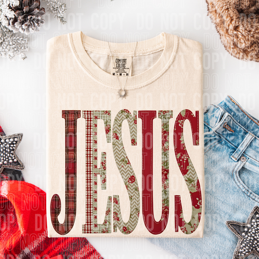 Jesus Faux Patchwork #2615 DTF Transfer