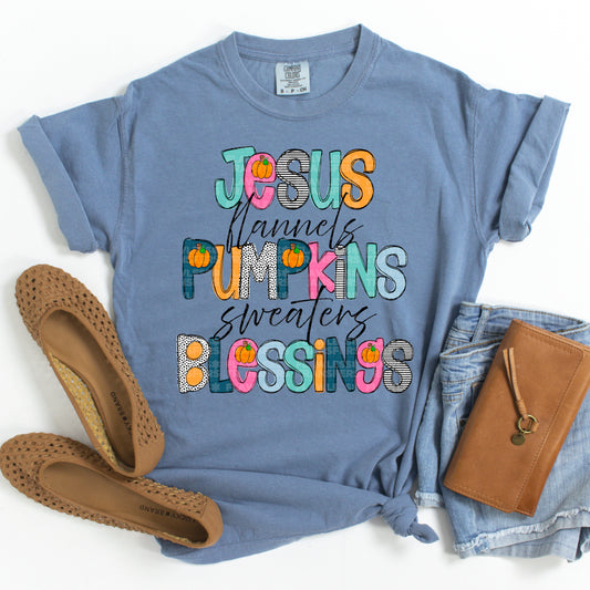 Jesus Flannels Pumpkins Sweaters Blessings #2402 DTF Transfer