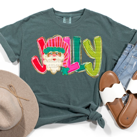 Jolly Santa Black #2845 DTF Transfer