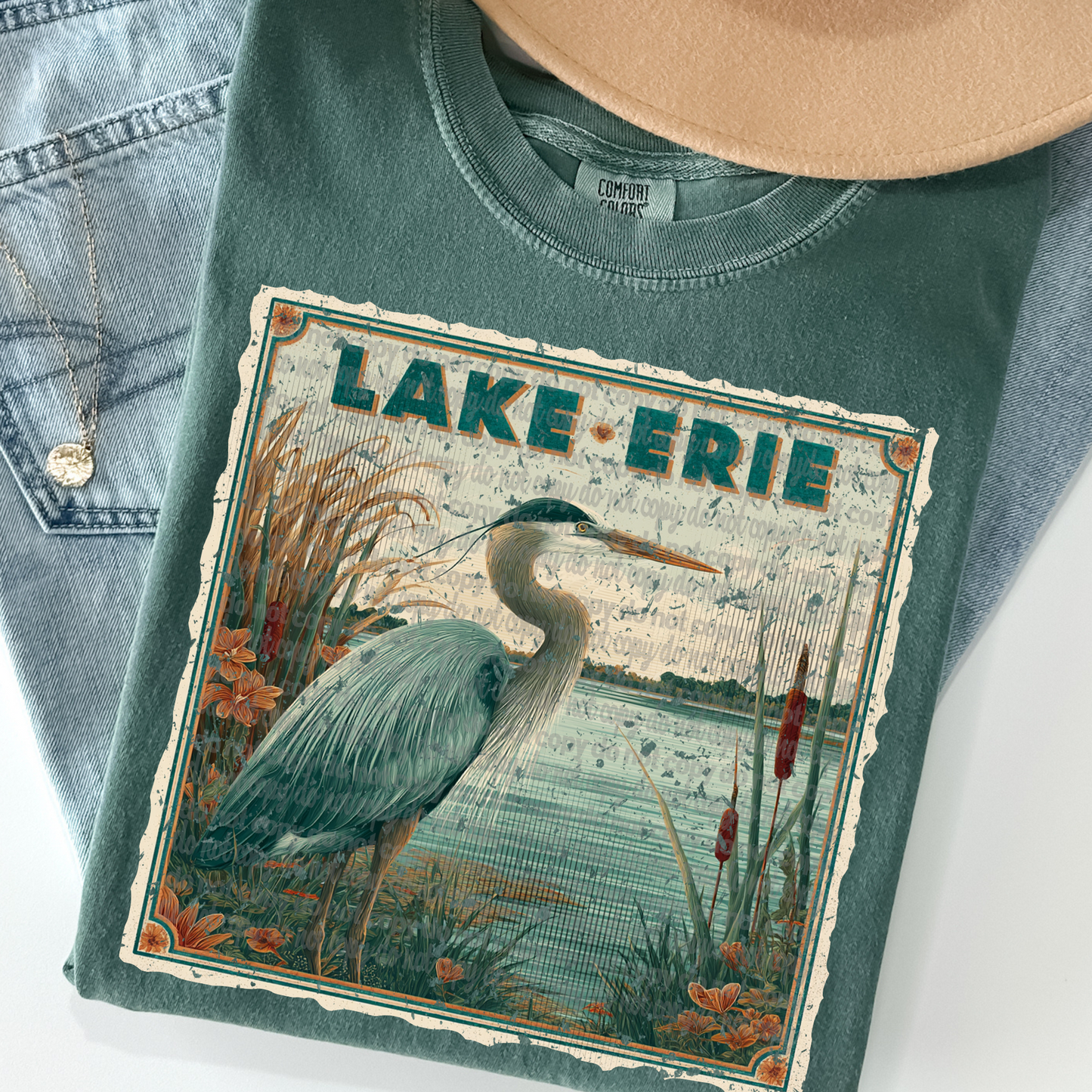 Lake Erie Vintage Stamp DTF Transfer