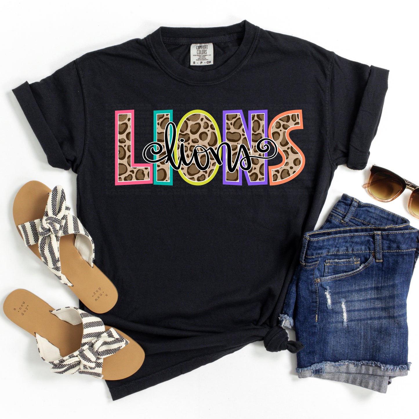 Lions Cheetah Print Middle Colorful Outline DTF Transfer