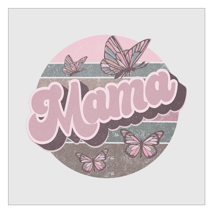 Mama Retro Round Butterfly DTF Transfer