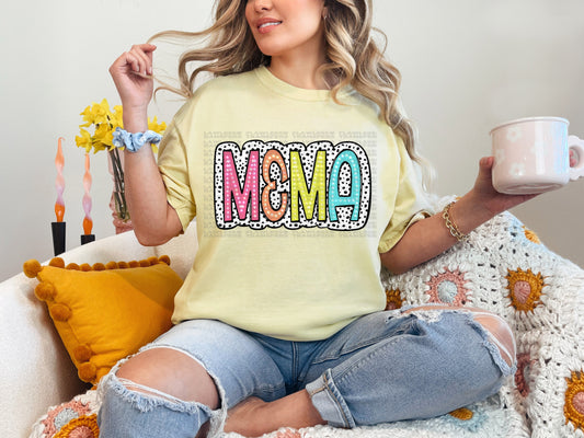 Mema Bright Color Doodle Dalmatian Dots DTF Transfer