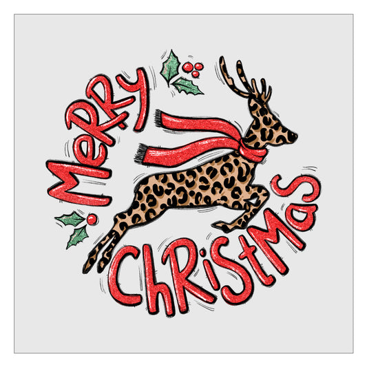 Merry Christmas - Leopard Reindeer DTF Transfer