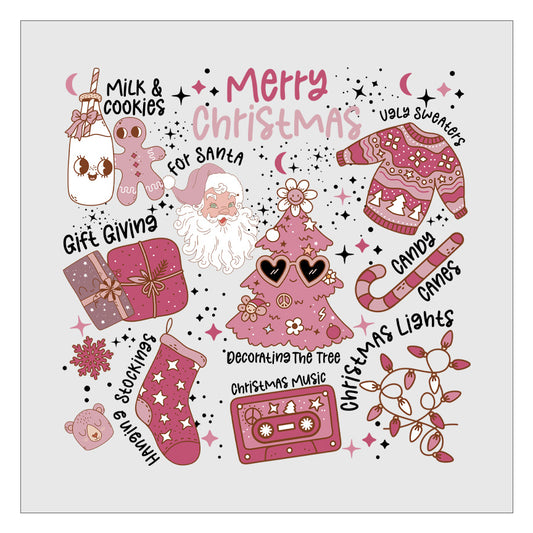 Merry Christmas - Vintage Icons Design 1 DTF Transfer
