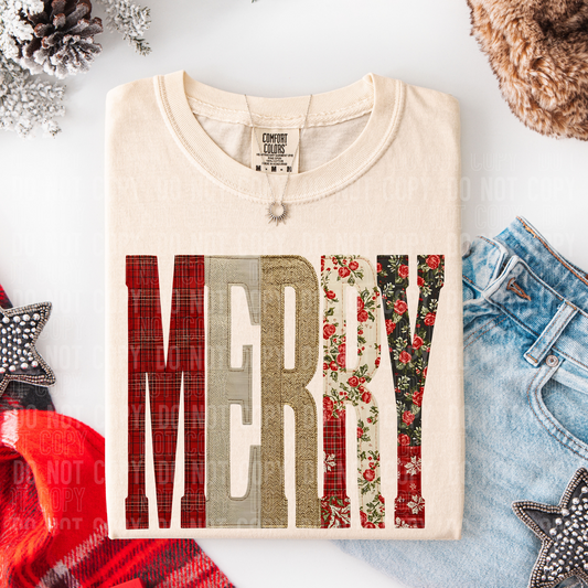 Merry Faux Patchwork #2619 DTF Transfer