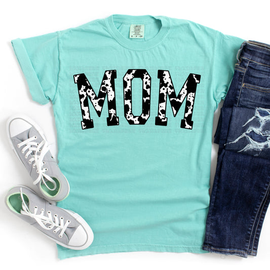 Mom Black And White Cow Print DTF Transfer