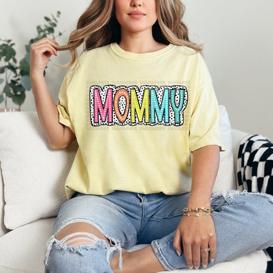 Mommy Bright Color Doodle Dalmatian Dots DTF Transfer