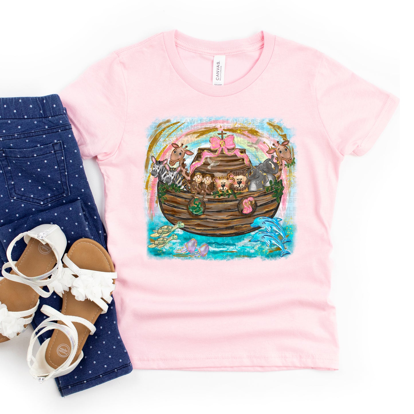 Noahs Ark With Pink Bow #2219 DTF Transfer