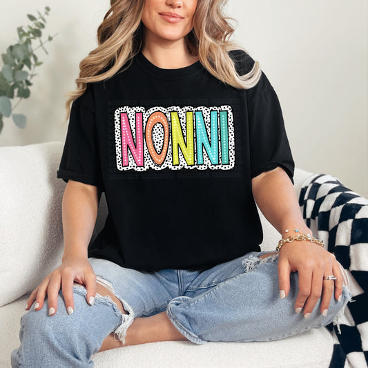 Nonni Bright Color Doodle Dalmatian Dots DTF Transfer