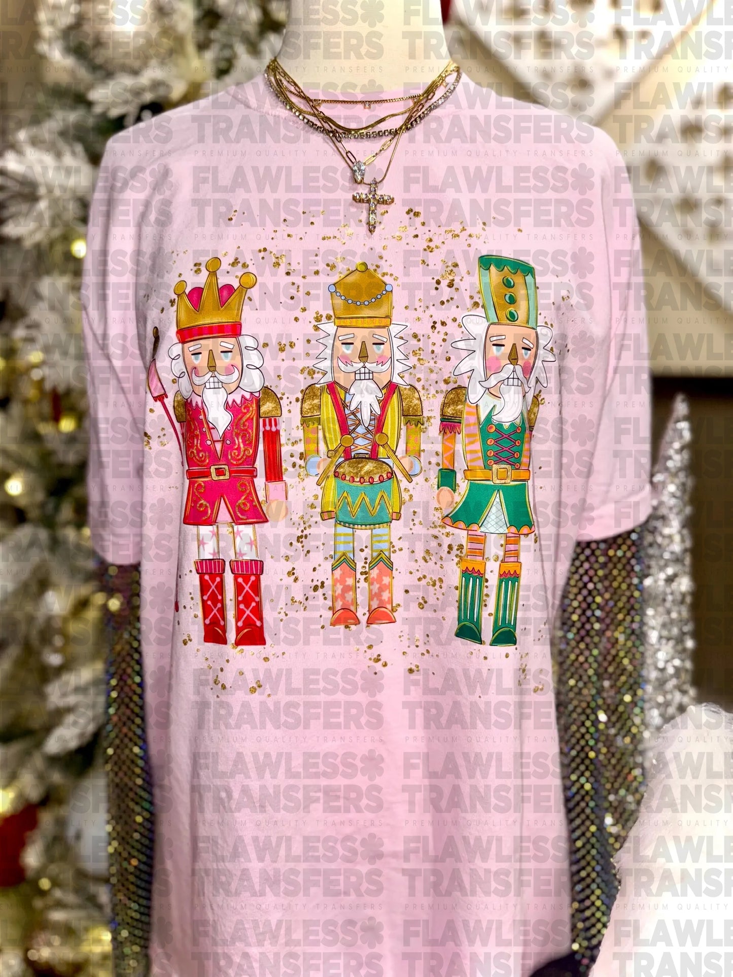 Nutcrackers Gold Glitter Splatter #2863 DTF Transfer