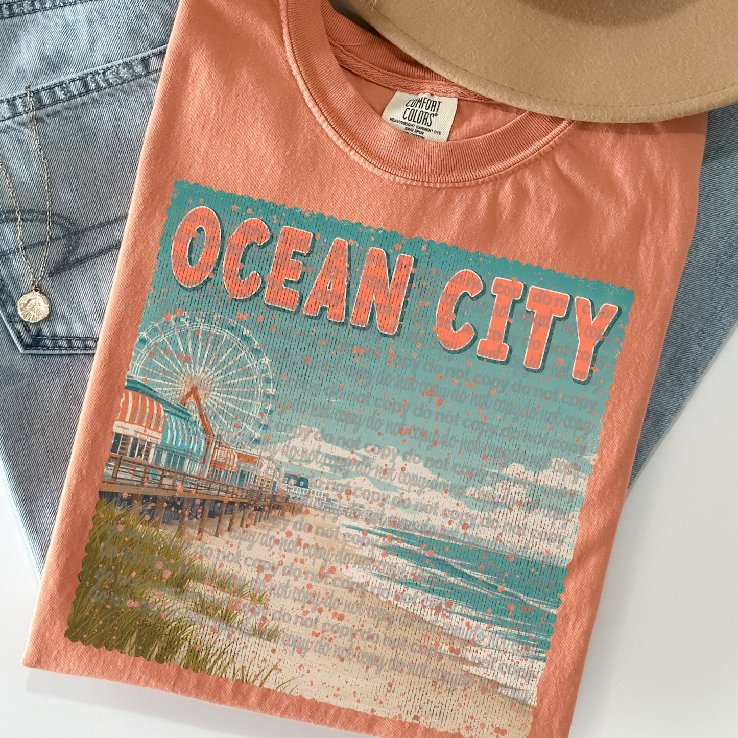 Ocean City Vintage Stamp DTF Transfer