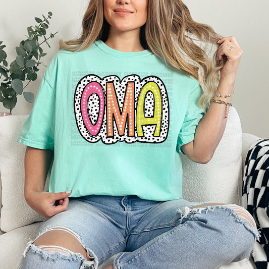 Oma Bright Color Doodle Dalmatian Dots DTF Transfer