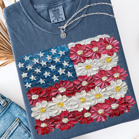Painted Flower Flag #2091 DTF Transfer