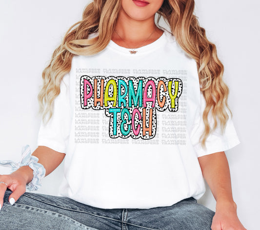 Pharmacy Tech Bright Color Doodle Dalmatian Dots DTF Transfer