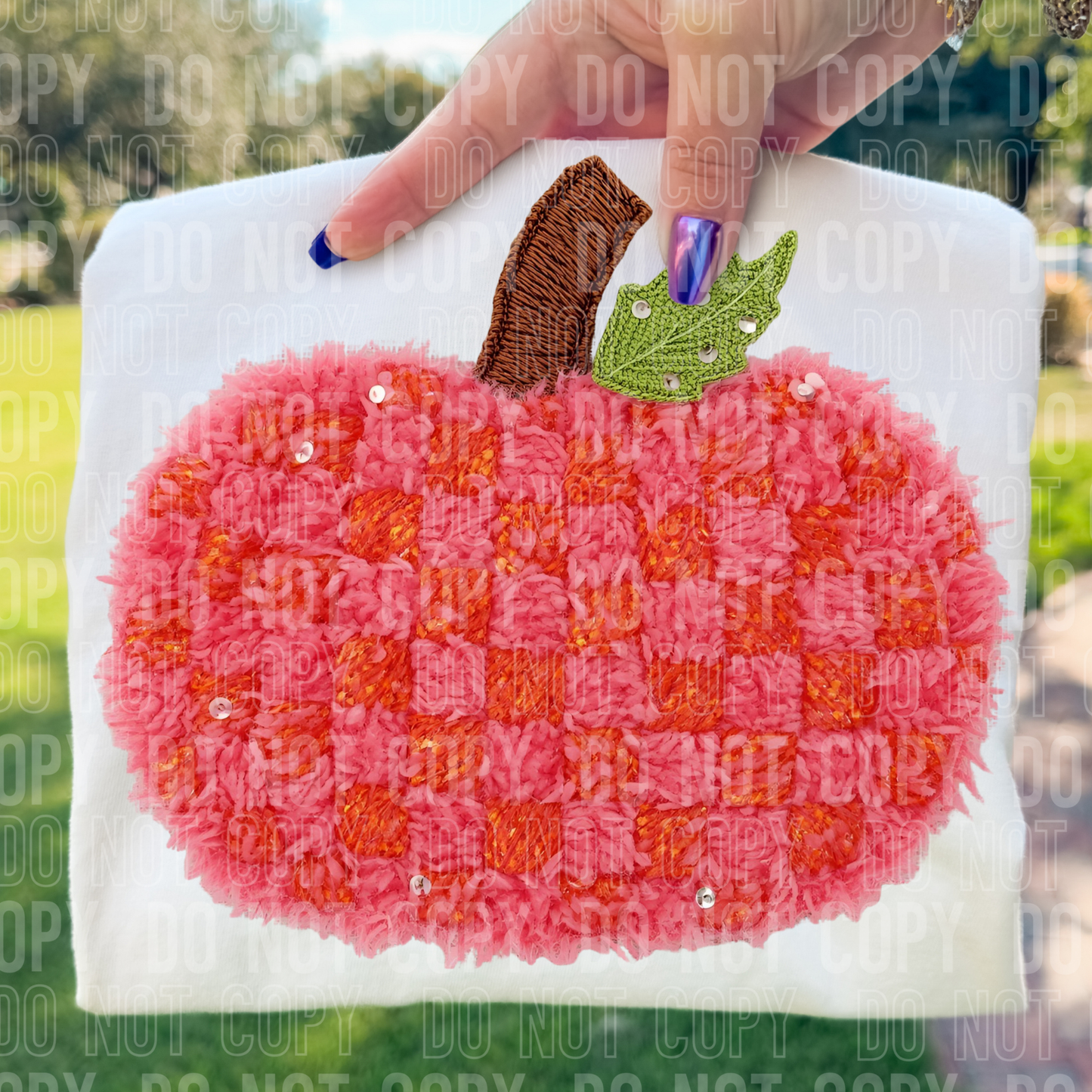 Pink And Orange Pumpkin Faux Yarn #2736 DTF Transfer