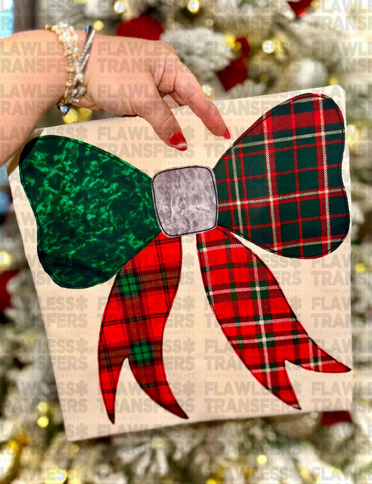 Plaid Christmas Bow #2872 DTF Transfer