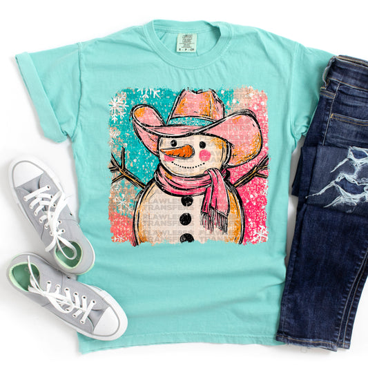 Preppy Christmas Cowboy Snowman #2932 DTF Transfer