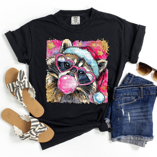 Preppy Christmas Raccoon Bubblegum #2935 DTF Transfer