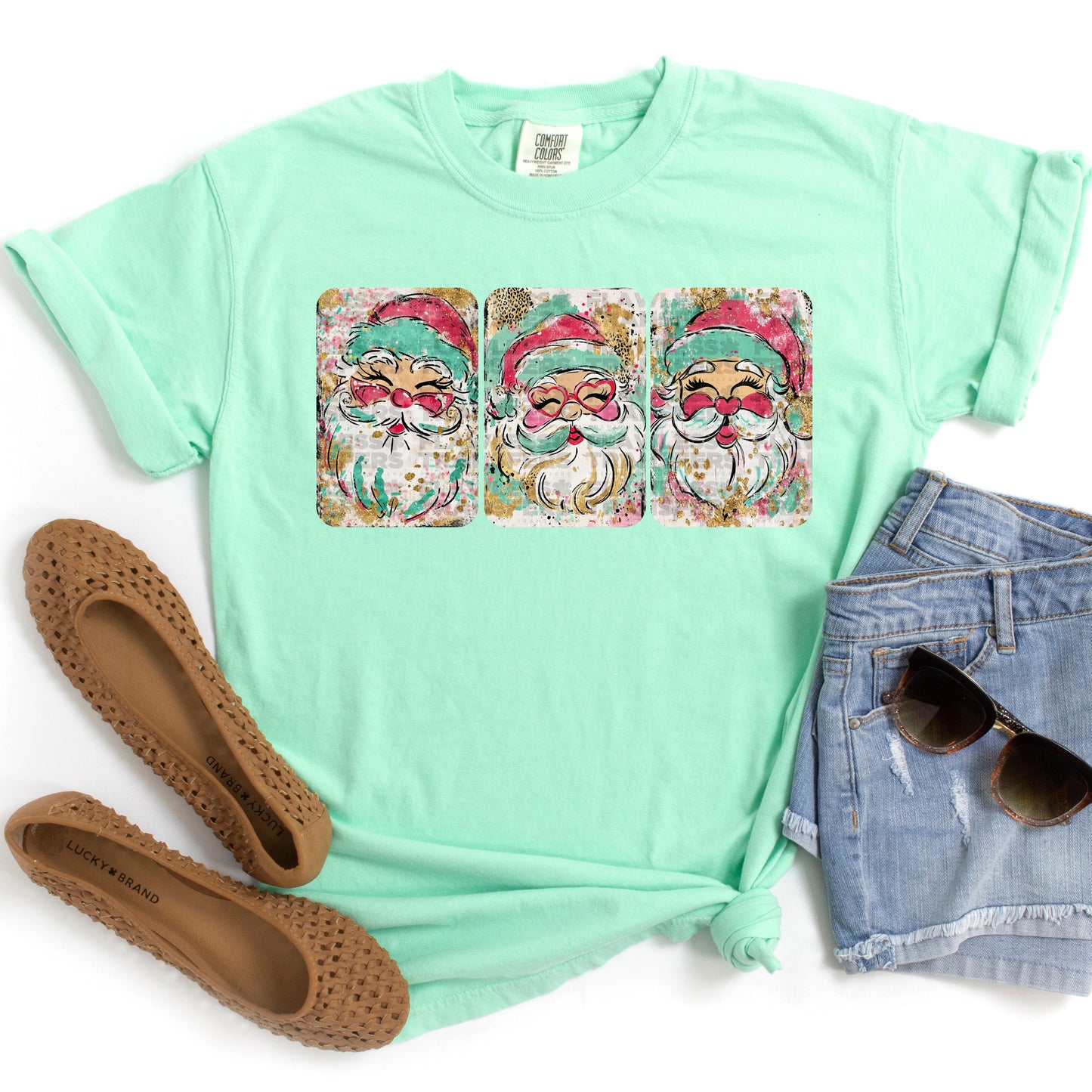 Preppy Christmas Santa Trio #2941 DTF Transfer