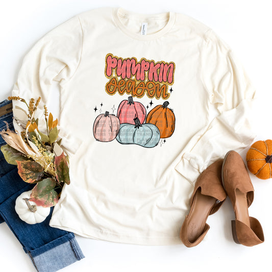 Pumpkin Season - Gold Glitter Outline DTF Transfer
