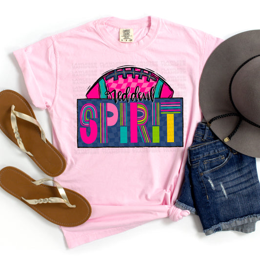 Red Devil Spirit Football Preppy Wavy Checkered DTF Transfer