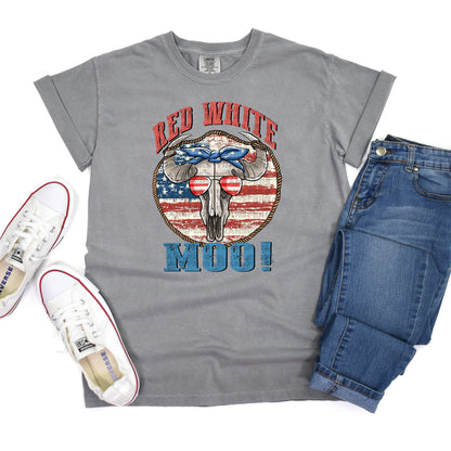 Red White Moo #0073 DTF Transfer